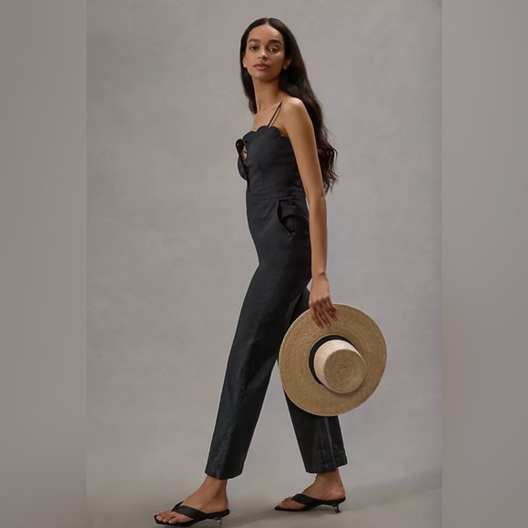 Anthropologie Black Scalloped Jumpsuit - Picture 2 of 8